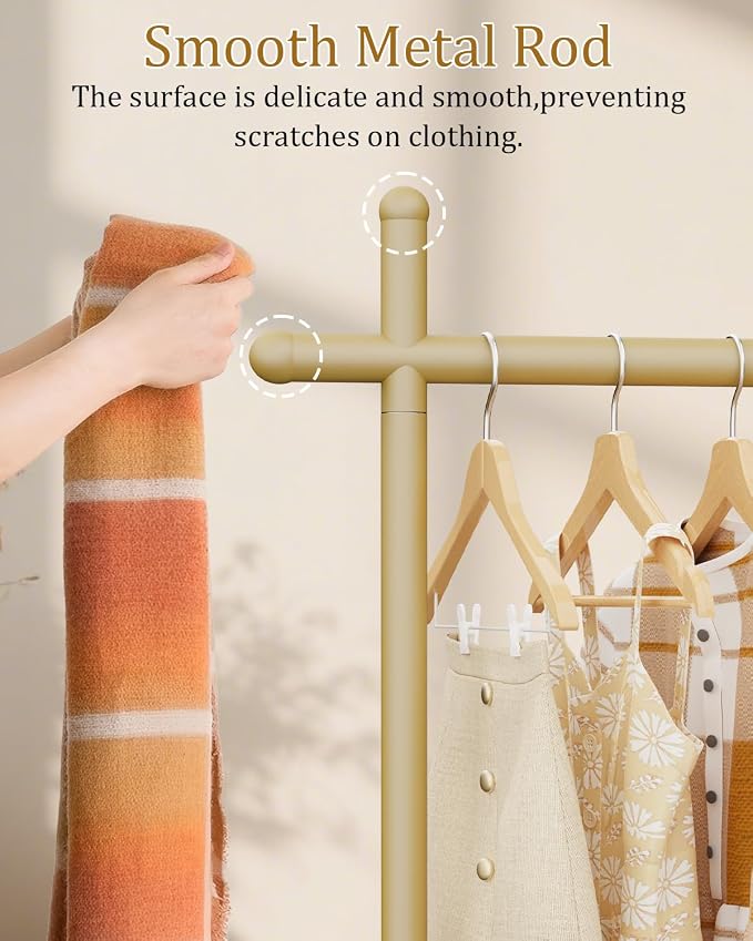 Coat Racks Freestanding with Natural Rock Base,68.9in,Gold,Large | Garment Racks with Anti Slip Knots for Outerwear,Clothes Stands with Strong Load-Bearing,Metal Clothing Trees for Hats