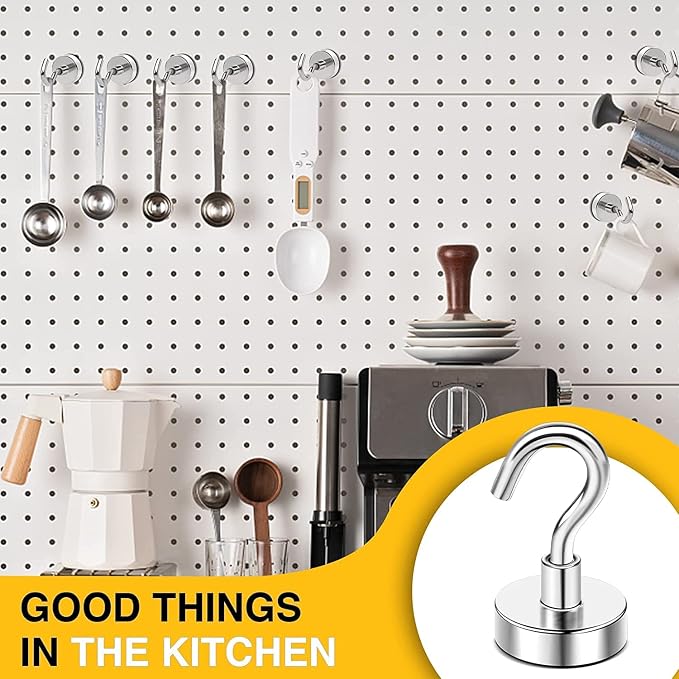 DIYMAG Magnetic Hooks 100pcs 30lbs Cruise Essentials 2026 Magnet Hook | Neodymium Heavy Duty Strong Magnets Hanging Ship Cabins Refrigerator Fridge Classroom Beach Vacation Kitchen Grills Home Tool