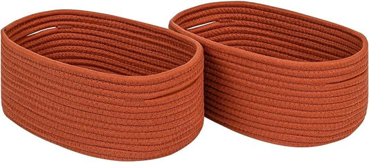 CubesLand Toys Closet Storage Organizer Baskets Bins | Woven Basket for Organizing,Decor Basket for Living Room,Bedroom,Perfect for Pet Toy&Food Storage,2pack Brick Red