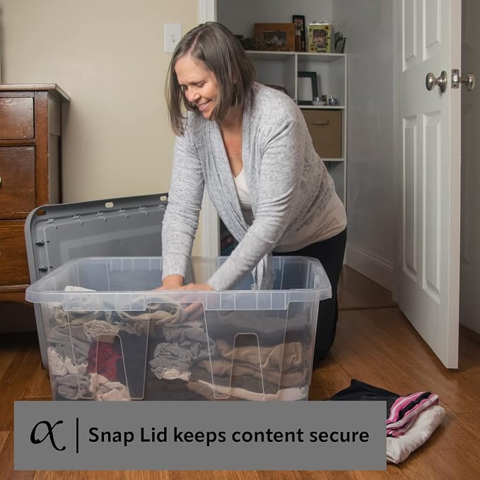 CX BLACK & YELLOW�, 27-Gallon Heavy Duty Clear Storage Container & Snap-Tight Lid, (14.3�H x 20.6�W x 30.6�D), Weather-Resistant, Stackable, See-Through Organization Tote [2 Pack]