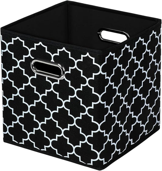 Black Foldable Storage Cubes Bins , Fabric Storage Box Cubes Organizer Baskets with Dual Handles for Home Organizer Black Light