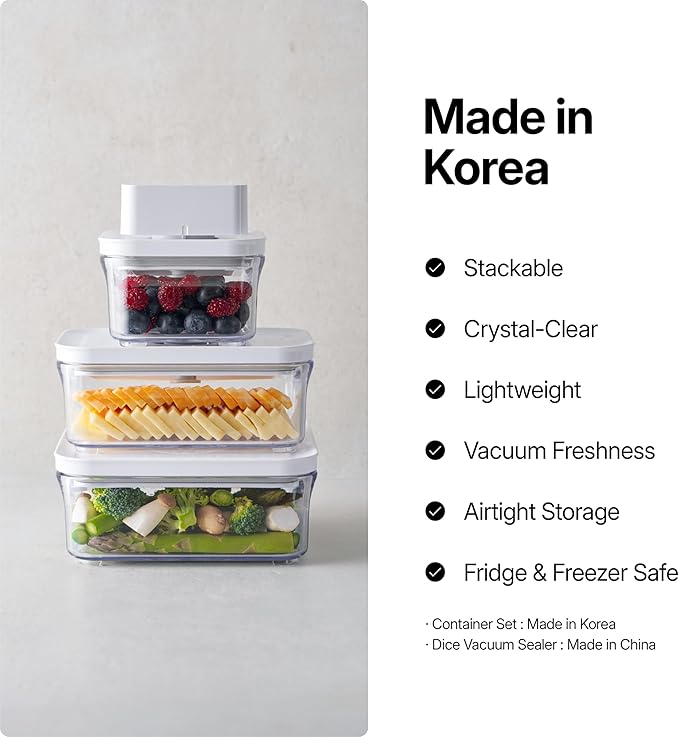 VAKUEN Premium Airtight Food Storage Containers Mega 8P/Set. Total 46.11cup, 7pcs Container and Vacuum Sealer. Smart One-Click Seal Lid, Patented Double Silicone Lining, 100% Leak Proof, BPA-FREE