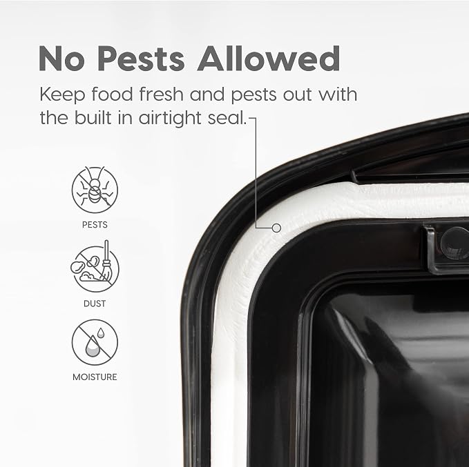 IRIS USA Dog Food Storage Container, Up to 25 lbs, Black, Made in USA | Wheels for Mobility, Airtight Seal, BPA-Free, Best for Bird Seed, Cat food, Cat Litter, Chicken Feed, Pellets