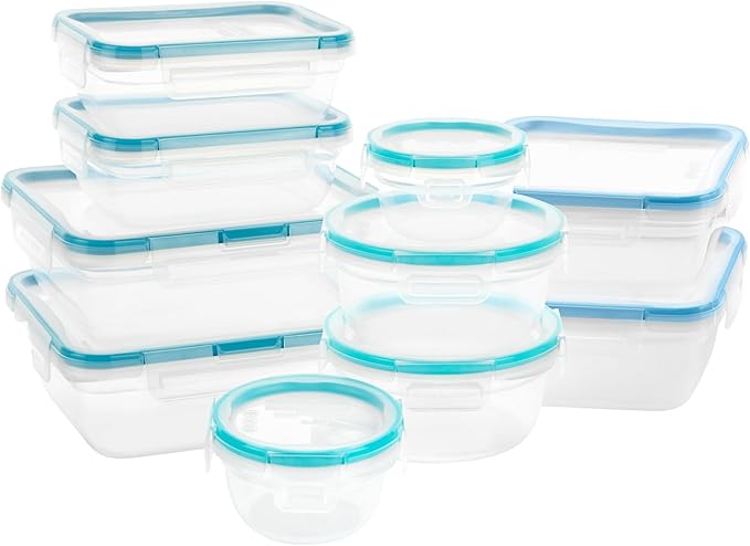 Snapware Plastic Total Solutions (10-Pack, Mixed Sizes) Food Storage Containers Set, Airtight & Leakproof Plastic Locking BPA-Free Lids Tupperware, Freezer Dishwasher Microwave Safe