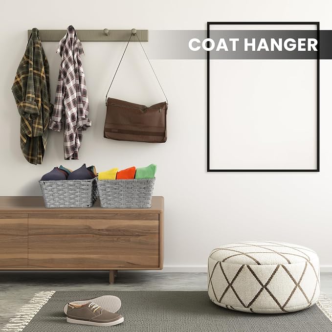 2-Pack Plastic Wicker Storage Baskets for Bathroom, 12"x12"x6", Grey | onlytak woven storage bins for shelves, toilet paper, closet, and home organizing – stackable, durable.