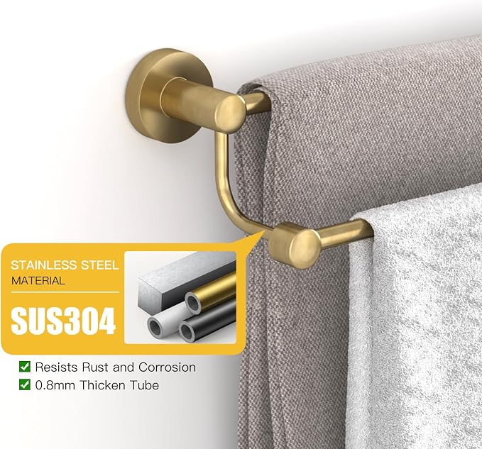 Double Towel Bar Bathroom Towel Rack Towel Rod Holder Antique Brass | Adjustable 16-26 In, Wall Mounted Towel Holder, Stainless Steel, Rustproof, Towel Bar Rod Hanger Hardware Accessories Hotel