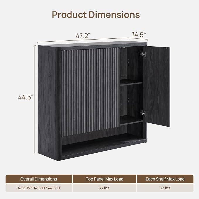 SICOTAS Shoe Cabinet 47.2" Wide Freestanding Hidden Shoe Storage Cabinet with 3 Doors & 4 Adjustable Shelves Tall Modern Shoes Rack Organizer Cabinets Storage for Entryway Hallway Living Room Entrance