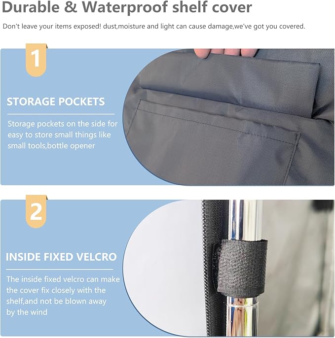 Waterproof Shelf Cover,600D Heavy Duty Dustproof Storage Wire Rack Covers,Outdoor Shelving Covers for Wire Shelves with Zipper 36''x18''x72'',Clear Front.