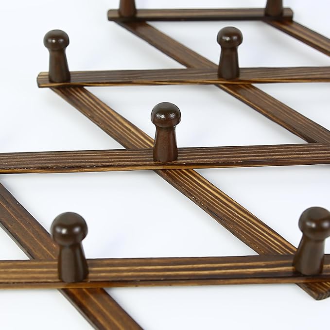 AMAPON Accordion Wall Hanger Expandable Coat Hat Rack 13Peg (Walnut) 2 Pack | Hang Hats Jackets Coffee Mug Purses Necklaces Towels Cap Leash Scarves Data Line Kitchenware