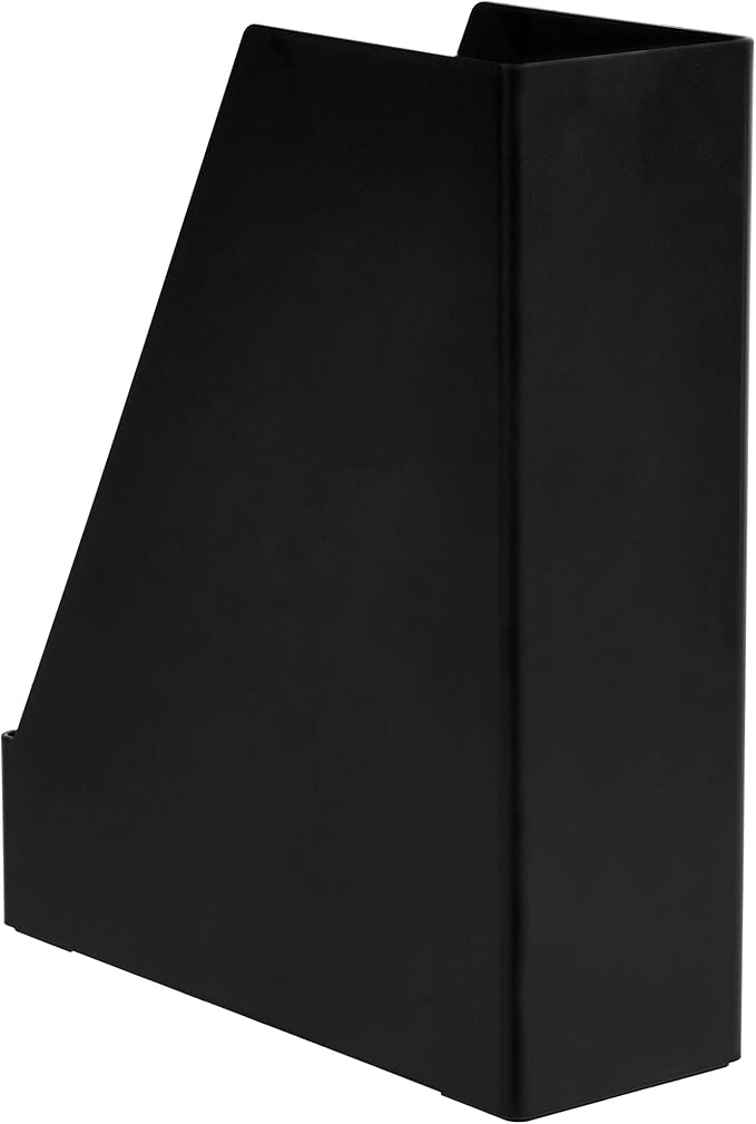Amazon Basics Plastic Desk Organizer Magazine Rack and File Holder, Black, 4-Pack
