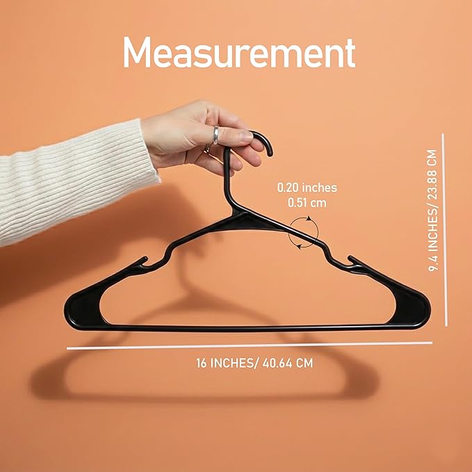 Utopia Home Plastic Hangers 30 Pack – Space Saving Clothes Hanger Black | Durable & strong | Closet organizer & storage | Ideal for apartments, dorms & stocking stuffers