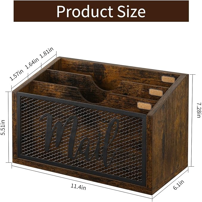YINMIT Mail Organizer Countertop, Mail Holder, Mail Sorter for Desk, Desktop Mail Basket, Mail Organizer Wall Mounted, Office Desk Organizers and Accessories for File Paper Folder