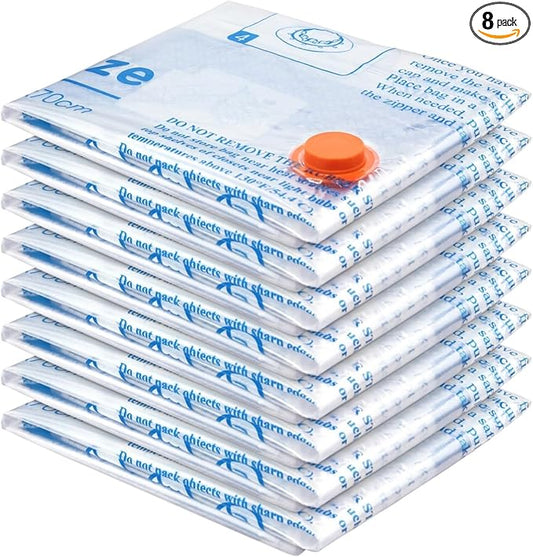 MEIQIHOME Vacuum Storage Bags, Space Saver Sealer Bags,Vacuum seal bags for clothing, Pillows, Comforters, Blankets, Bedding,Travel,8 MEDIUM