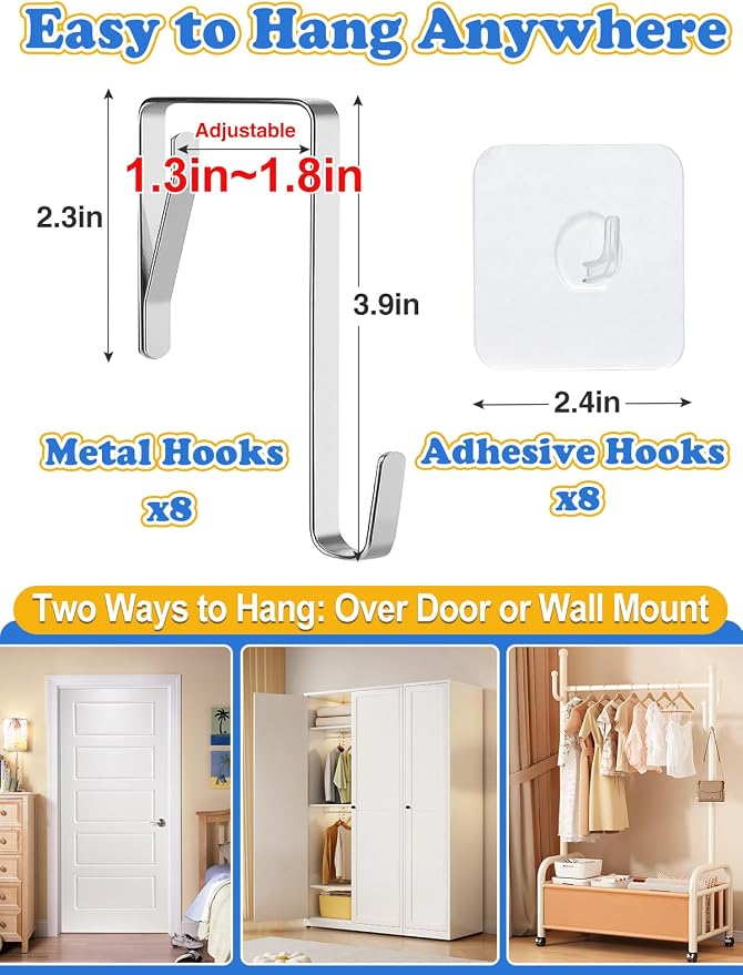 Alphatool 2 Pcs Weekly Clothes Organizer Hanging Closet Storage for Kids | 37" x 28" Large Capacity, Monday to Weekend Labels, Over Door / Wall Mount for School Outfits and Kids Room Organization