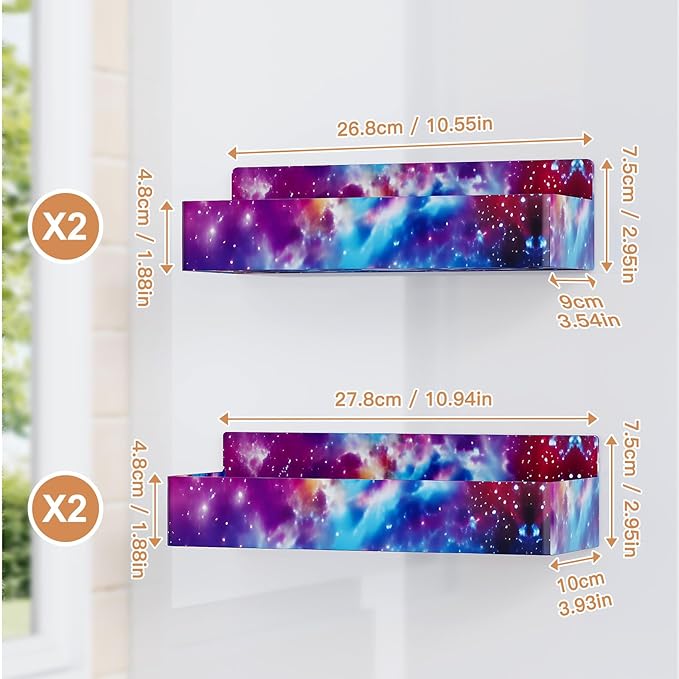 Mystozer Magnetic Spice Rack for Refrigerator, Kitchen Organizer and Storage Shelf, Starry Sky(4 Pack)