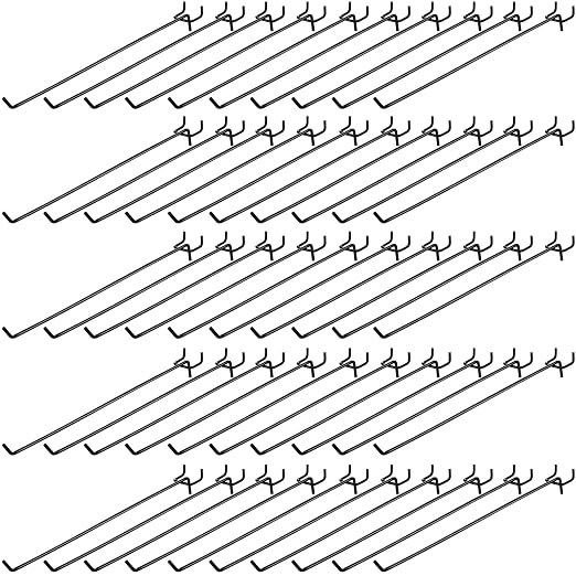 100 Pcs Peg Board Shelving Hooks Stainless Steel Hanging Board Pegs Wall Display Hooks Bulk for 1/8 1/4 Garage Storage Organizer Accessories (12 Inch,Black)