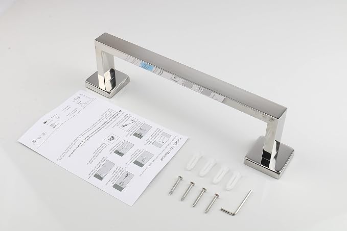 TocTen Bath Towel Rack - Square Base Thicken SUS304 Stainless Steel Towel Bar for Bathroom, Bathroom Accessories Towel Rod Heavy Duty Wall Mounted Towel Holder. (Chrome, 12)