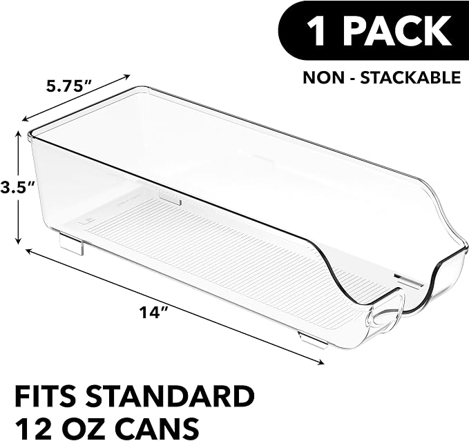 Simple Houseware Soda Can Organizer Dispenser for Refrigerator/Pantry | Clear