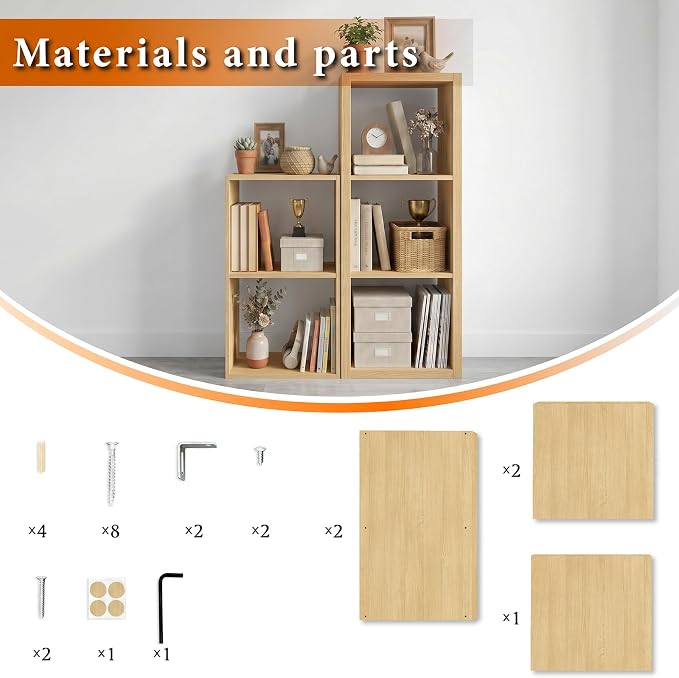 WannabeMyself【2026 Wooden Thick Frame】 2 Cube Storage Organizer with Anti-Tipping Kits, Reversible Open Back Book Shelf,Bookcase for Living Room,Bedroom,Entrance Hall,Office,11.6×24.7×13.1,Oak Color