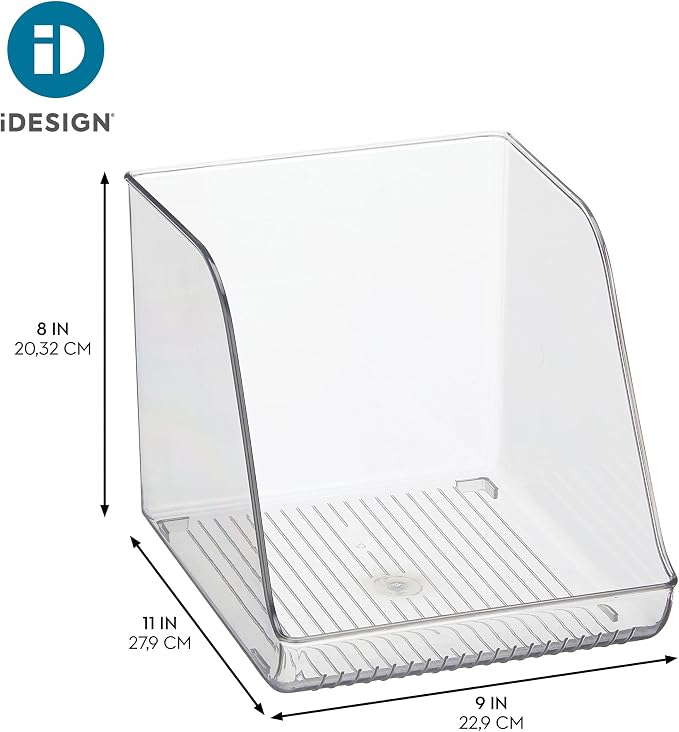iDesign Plastic Water Bottle Organizer for Fridge, Clear, 4-Pack | Bottle Holder, For Kitchen and Pantry
