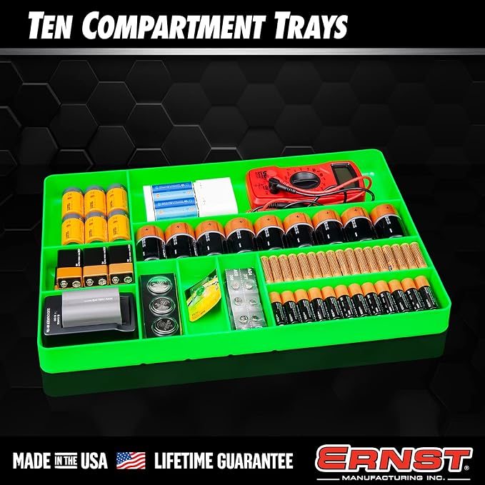 Ernst Manufacturing Tool Garage Organizer Tray, Orange, 10-Compartments