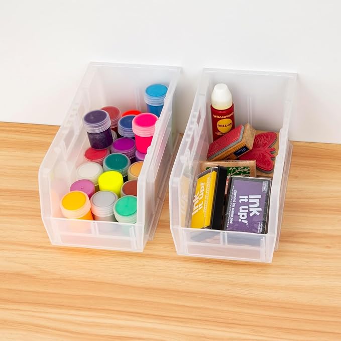 Akro-Mils 30230 AkroBins Plastic Storage Bins, 11"x5"x5", Clear, 12-Pack | Space-Saving Stackable Bins for Garage, Pantry, Craft Organization