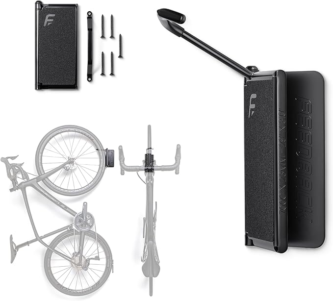 FEEDBACK SPORTS Velo Hinge 2.0 Pivoting Swivel Bike Wall Mount, 1 Pack | Swivels bikes toward the wall for space-saving storage; fold-away hook works in garages, apartments and sheds