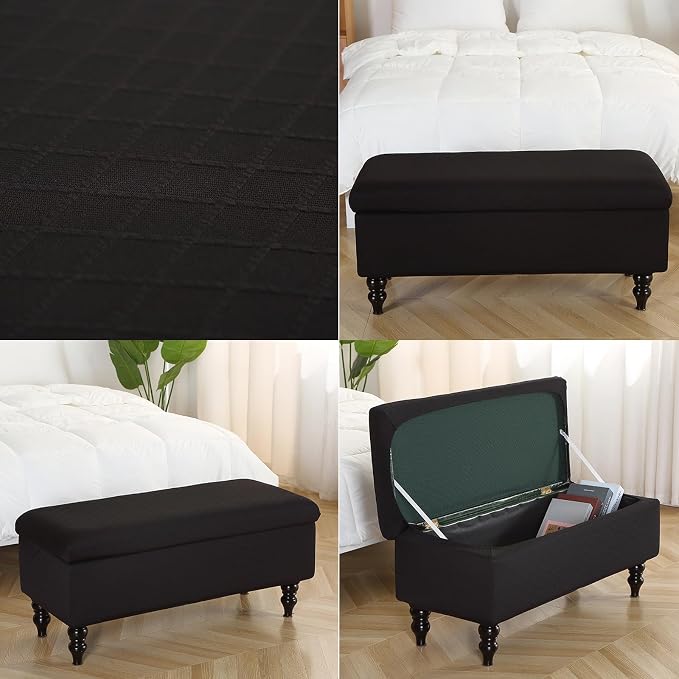 FUANGUI Ottoman Cover Slipcovers Rectangular Folding Stretch | Storage Bench Footrest Sofa Stool Covers Footstool Protector with Elastic Bottom, Removable Washable,Large