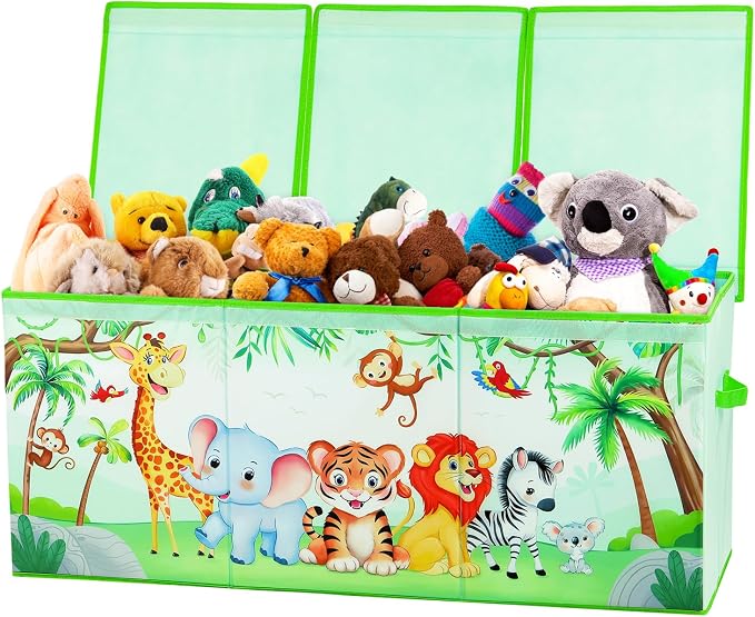 Large Toy Box Collapsible Chest Organizer with Flip Lid for Kids | Oxford Storage Box with Handle for Boy Girl Sturdy Waterproof Organizing Decor for Bedroom Playroom Nursery 37.7×12.5×15.7''