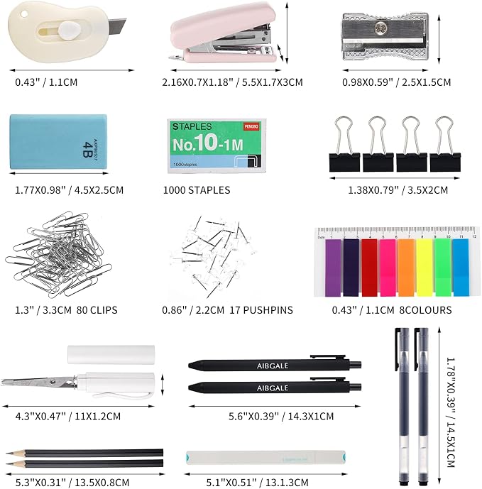 123 Pcs Office Supplies Kit with Desk Organizers, Office Stationery Set, Mini Office Supply Kit Includes Stapler, Paper Clips, Push Pins, Highlighters for Desktop Accessories Set, School Supplies