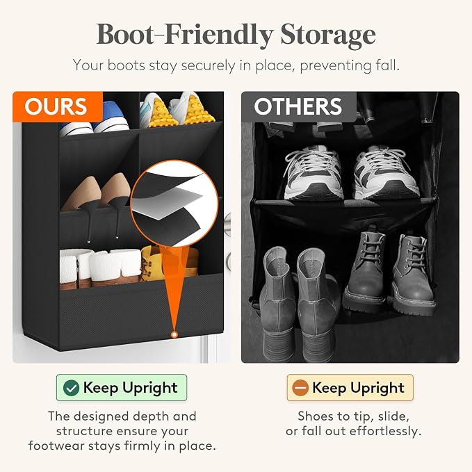 Lifewit 10 Tier Over the Door Shoe Organizer with 19 Large Deep Pockets, Fabric Hanging Shoes Shelf for Closet, Dorm Storage, Fit Up to 20 Pair Shoe Rack Holder for Sneakers, Boots, Black