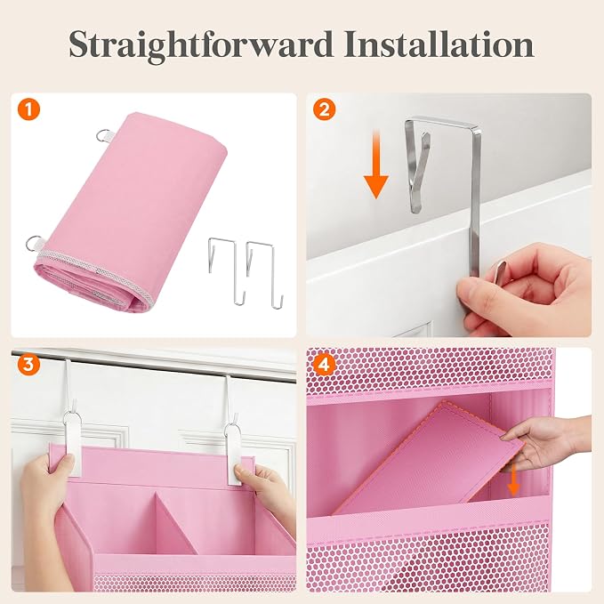 Lifewit Hanging Shelves with Transparent Pockets for Stuffed Toys for Children's Room