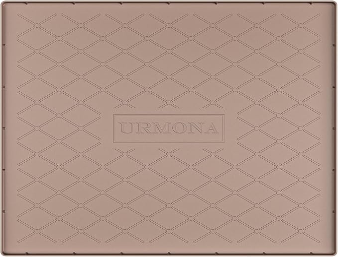 URMONA 28" x 19" Waterproof Silicone Mat in Multiple Sizes & Colors, Under Sink Mat for Kitchen & Bathroom, Pet Food Pad for Dogs & Cats, Kitchen Cabinet Liner, Multi-Purpose for Storage(Khaki)