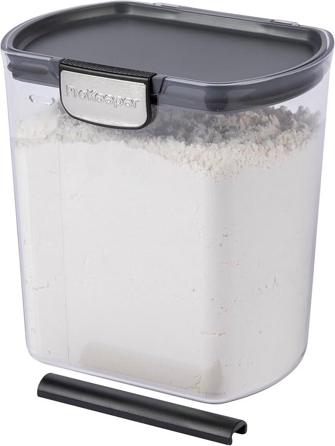 ProKeeper+ 6-Piece Airtight Food Storage Container Set – Clear Plastic Flour and Sugar Canister Set with Magnetic Accessories for Kitchen Organization