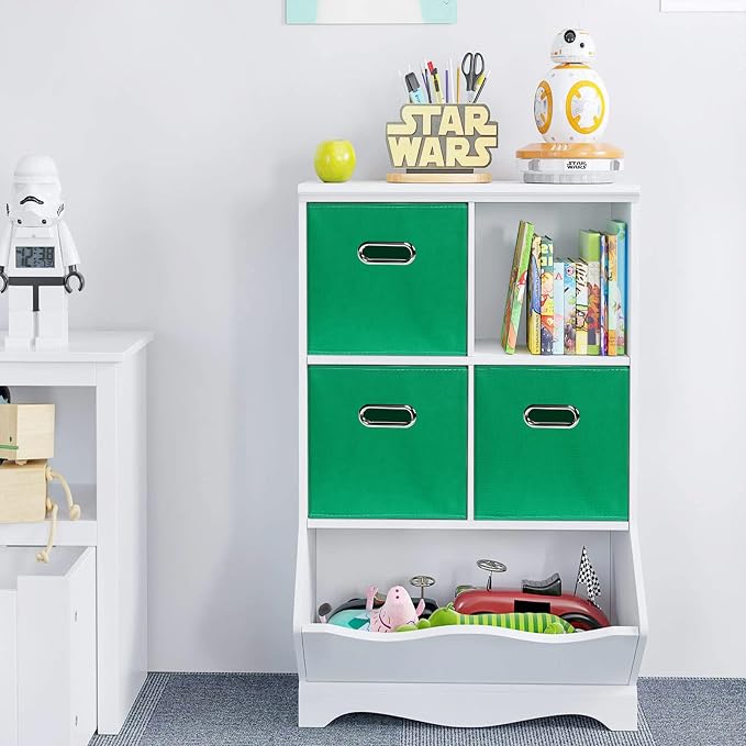 Green Foldable Storage Bins, 11x11x11, Set of 6, (Fabric Cube Organizer with Handle, for Cloth or Accessory Storage)