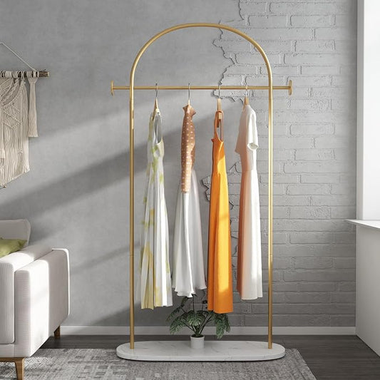 TIEOU Metal Gold Coat Rack, Freestanding Entryway Stand, Hat Coat Hanger, Small Clothing Rack, Modern