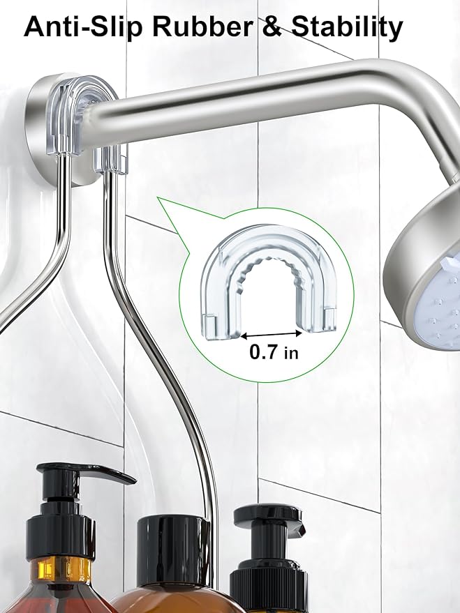 SMARTAKE Hanging Shower Head Caddy, Shower Shelf Organizer, Silver | SUS201 Rustproof Stainless Steel Over The Storage Rack, for Toilet, Bathroom