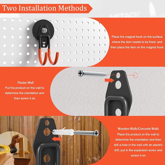 Heavy Duty Magnetic Garage Hooks, 4 Pack 2.59 Inch Large Neodymium Magnet Hooks Magnetic Storage Utility Hooks for Power Drill, Garden Tools,Metal Cabinet, Workshop