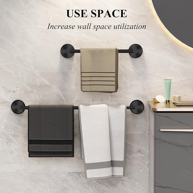 Towel Bar for Bathroom Wall,Adjustable 12~21 Inch Towel Racks for Bathroom Wall Mounted, Towel Holder for Glass Shower Door,Bathroom Accessories,Apparment Essentials,Home Decor-Black(2pcs)