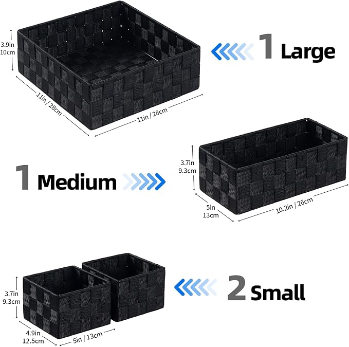 Posprica Woven Storage Basket Small Baskets for Organizing, Cube Basket Bin Container Tote Organizer Divider for Drawer,Closet,Shelf, Dresser,set of 4