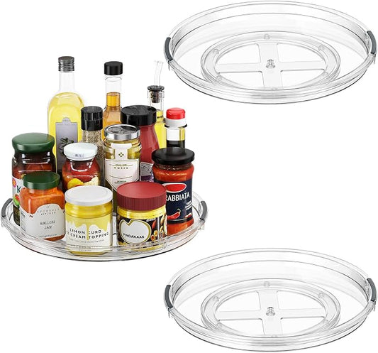 LAMU 3 Pack 12'' Lazy Susan Organizer Turntable for Cabinet, Pantry Organizers and Storage, Rotating Condiment Organizer for Kitchen, Table Top, Fridge, Countertop, Spice Organization