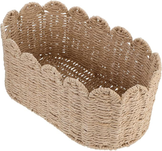 Hemobllo Hand-woven Paper Rope Storage Basket Sturdy Frame Woven Container for Organizing Home Sundries Practical Decorative Basket for Living Room and Bedroom Storage
