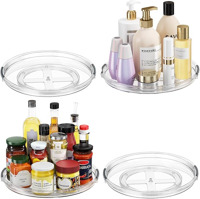 LAMU 4 Pack 12'' Lazy Susan Organizer Turntable for Cabinet, Pantry Organizers and Storage, Rotating Condiment Organizer for Kitchen, Table Top, Fridge, Countertop, Spice Organization