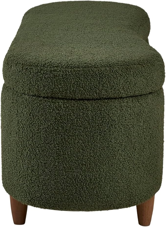 Bailey Boucle-Style Curved Storage Accent Bench