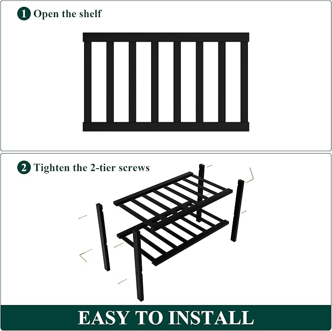 Smiry Bamboo Shoe Rack, 12 Vertical Slats, 2 Tier - 17.3" Wide, Black | Stackable Free Standing Wooden Shoe Organizer, Wood Shoe Storage Shelf for Closet, Entryway