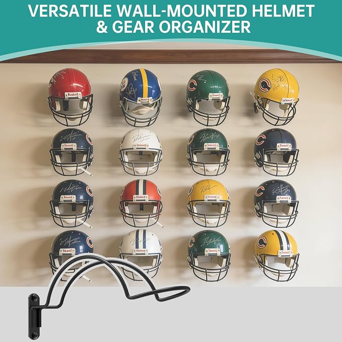 4 Pcs Wall Mounted Helmet Rack Storage Display Rack Hanger | Motorcycle Helmet Holder, For Equestrian/Baseball/Iron Man/Scout Trooper/Hockey Helmet, No Helmet
