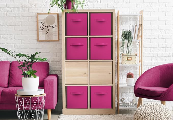Sorbus Fabric Storage Cubes - 6 Foldable Storage Bins for Organizing Pantry, Cubbies, Toy Box - Clothes Storage & Closet Organizer - 13 Inch Collapsible Cube Baskets for Shelves with Handle