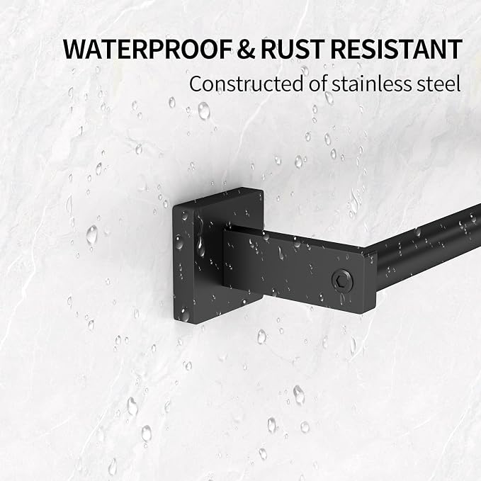 MKO Towel Bar for Bathroom, 16" 2 Pack Wall Mounted Towel Rack, Black | Hand Towel Holder Rod with Heavy-Duty Stainless Steel for Bathroom Kitchen Hanger, 2 Pack Value