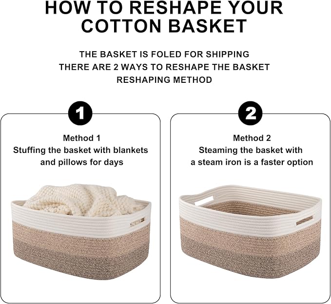 OIASKET Large Storage Basket for Organizing, Woven Rope Basket for Shelves, Closet Organizer Bins for Clothes, Blanket, Toys, Baby Nursery Storage, 17.7" x 13" x 7.87", 3 Packs Gradient Yellow