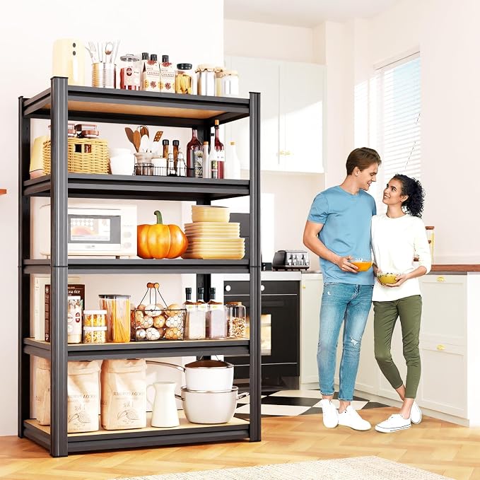 71.2''H Storage Shelves, 2000lbs Garage Shelving,Adjustable Heavy Duty Shelving Unit,5T Tall Garage Shelves，Wood Metal Standing Shelf Units,Utility Rack for Kitchen 3Pack